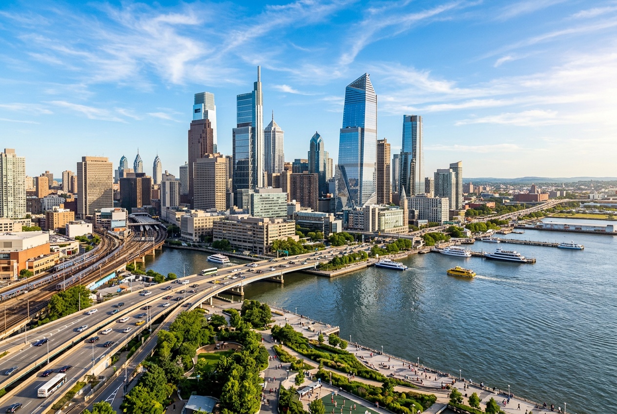 Modern cityscape representing financial stability and growth